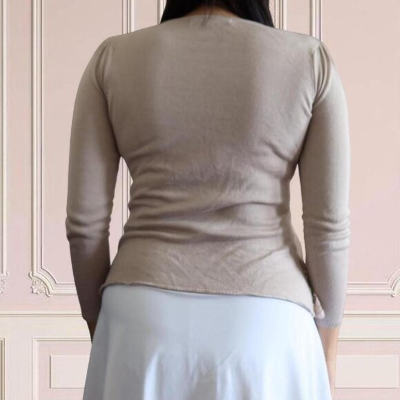 Cutest coquette/shoujo taupe and cream lace trim blouse - Picture 5 of 5